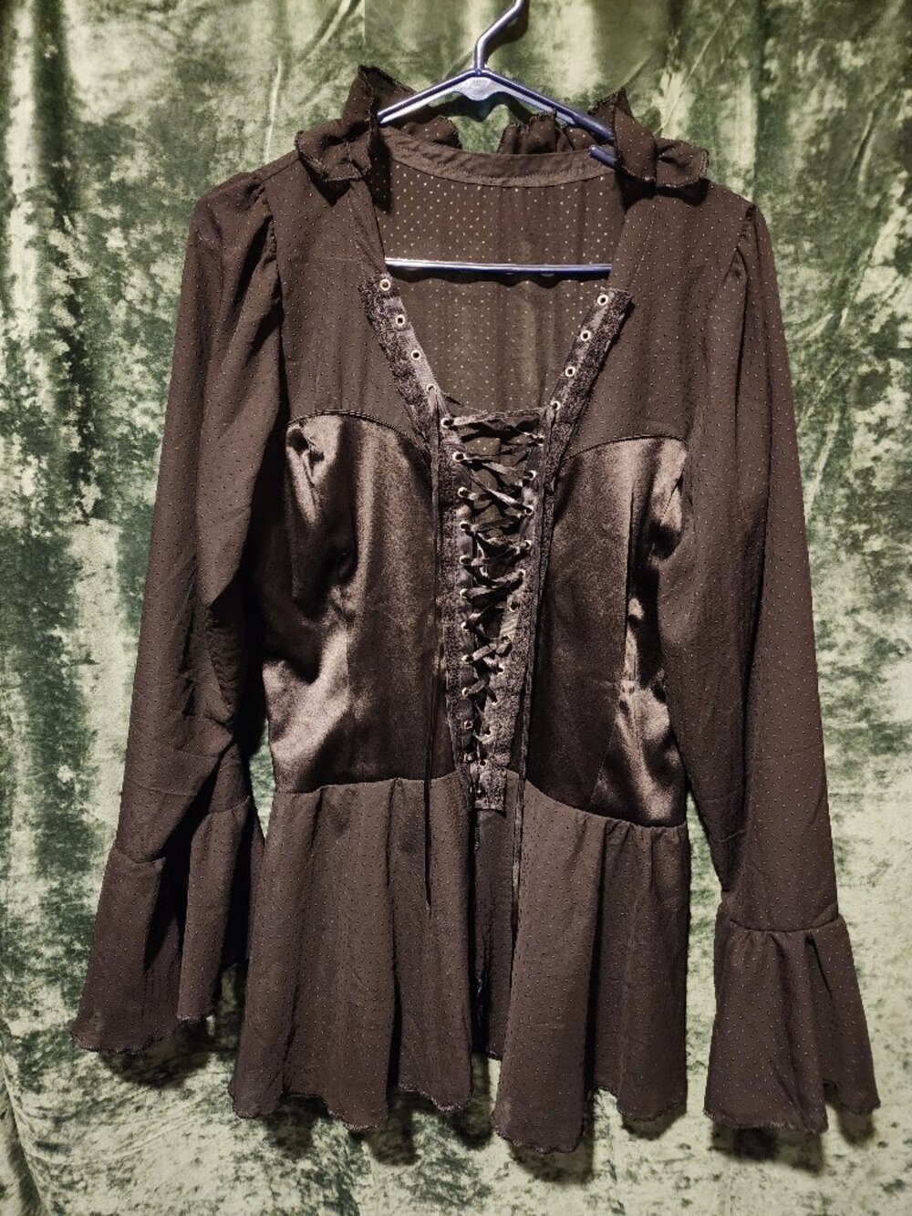 Unbranded Goth Sheer Lace up blouse, S/M with great details